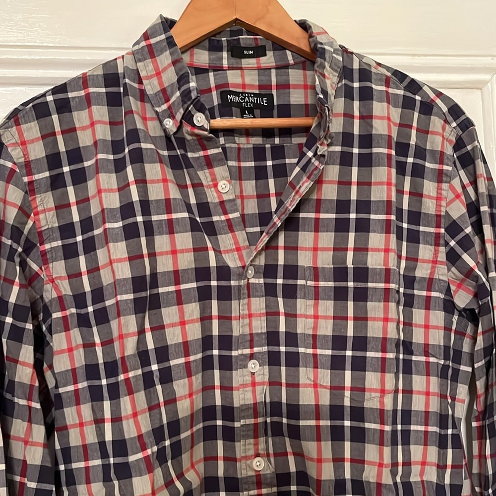 J. Crew - EUC - Twill Plaid Shirt - Large CLEARANCE - Picture 2 of 4